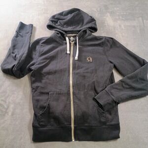 Express Hoodie Mens Medium Black Full Zip Lion Logo Fleece Sweatshirt Top